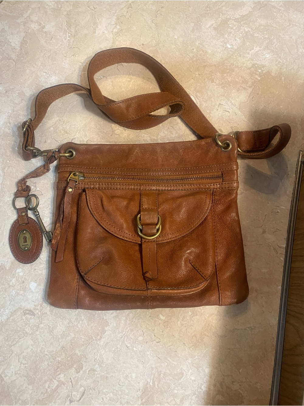 Fossil Brown Leather Crossbody Bag